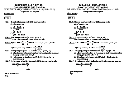 Đề kiểm tra học kì II môn Toán 10 - Trường TH  THCS & THPT Thanh Bình